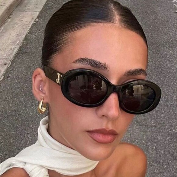 Celine TRIOMPHE Women Sunglasses Black Smoke Oval CL40194U 01A BRAND NEW - Picture 11 of 14